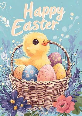 Cute Chick in Easter Basket