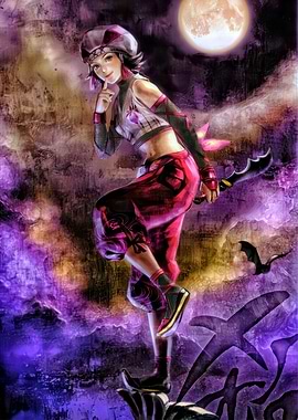 Mysterious Warrior Under a Full Moon