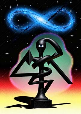 Cosmic Sculpture with Infinity Galaxy