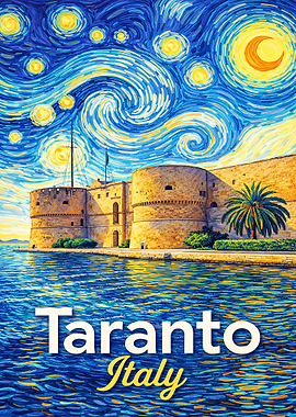Taranto Italy Starry Night Painting