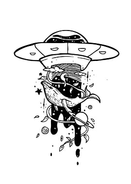 UFO Abducting a Whale in Space