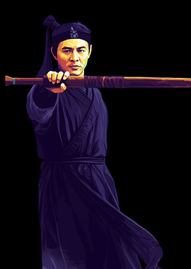 Jet Li holding a staff