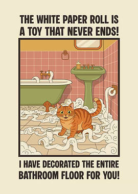 Funny Cat Quote Bathroom Decorator Poster