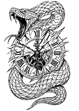 Snake and Clock Tattoo Design