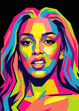 Colorful Pop Art Portrait of doja cat