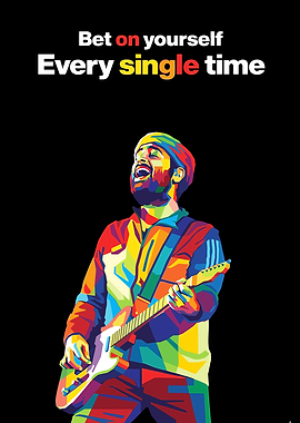 Arijit Singh playing guitar with colorful art style