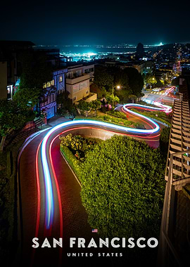 San Francisco Lombard Street at Night