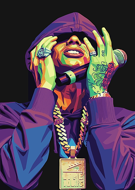 Rapper with Microphone and Chains