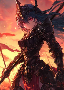 Anime Knight with Red Eyes