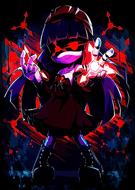 Anime Character with Red Eyes and Glowing Hands