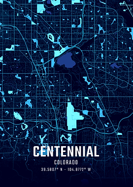 Centennial Colorado Midnight City Map