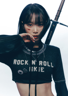 K-Pop Idol in Rocker Outfit with Sword le sserafim
