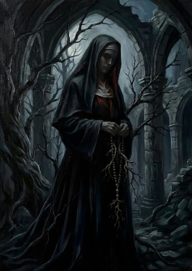 Gothic Nun in Ruined Abbey