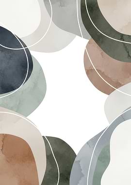 Abstract Organic Shapes with White Lines