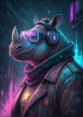 Cyberpunk Rhino DJ
