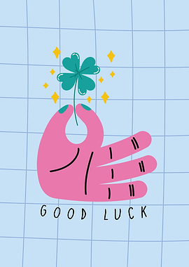 Good Luck Four Leaf Clover Hand