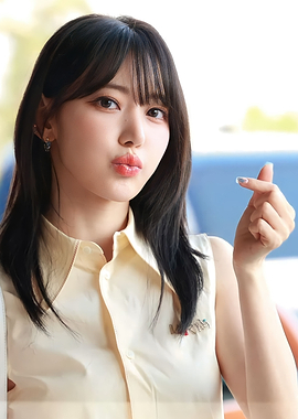 K-Pop le sserafim Makes Heart Gesture