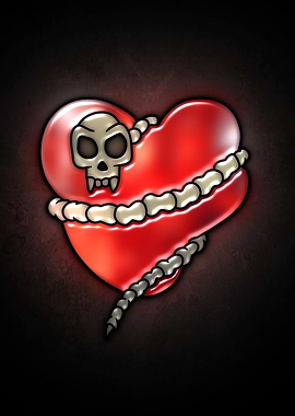 Heart with Skull and Bones
