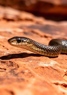 Snake on red rock