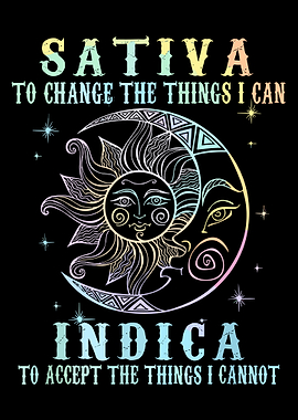 Sativa Celestial Poster, Sun and Moon Psychedelic Wall Art, Colorful Cosmic Print