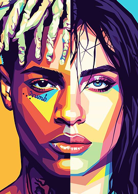 Split Portrait of XXXTentacion and Billie Eilish
