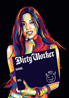 Pop Art Woman with Mugshot Sign