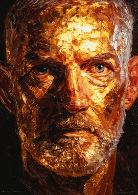 Golden Textured Portrait Man Painting