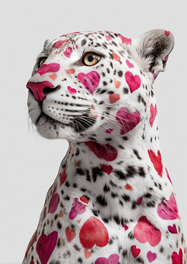 Leopard with Heart Patterns