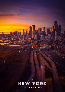 New York City Skyline at Sunset