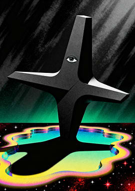 Cosmic Eye Monument in Surreal Pool