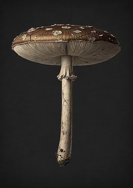 Dark Academia Botanical: Brown Mushroom with White Spots
