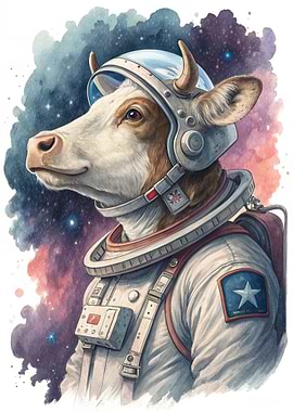 Astronaut Cow in Space