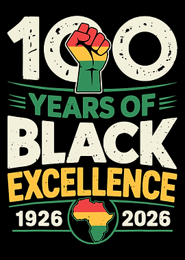 100 Years of Black Excellence Poster 1926–2026, Pan African Pride Wall Art Print