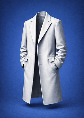 Men's White Wool Overcoat