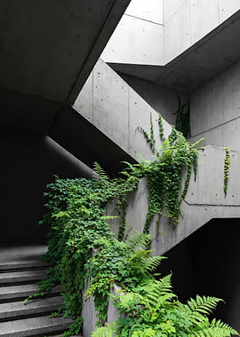 Staircase Overgrown with Greenery