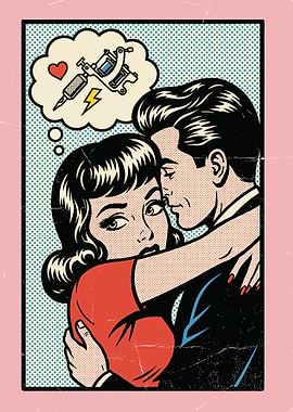 Pop Art Couple with Tattoo Thought Bubble