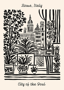 Rome Cityscape with Plants