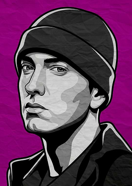 Eminem Portrait with Pink Background