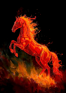 Fire Horse Rearing Up