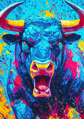 Vibrant Abstract Bull Power Painting