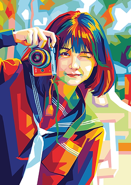 Woman taking a selfie with a camera