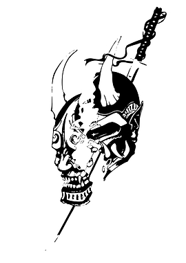 Japanese Oni Mask with Katana