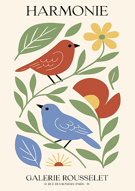 Harmonie Birds and Flowers Poster