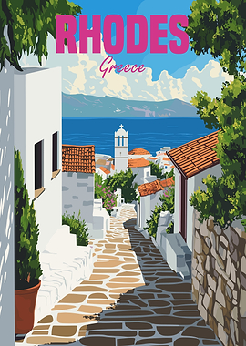 Rhodes Greece Travel Poster