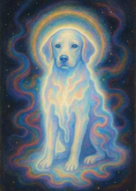 Spiritual Dog in Cosmic Aura