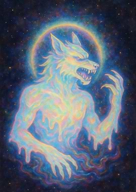 Cosmic Werewolf with Rainbow Halo
