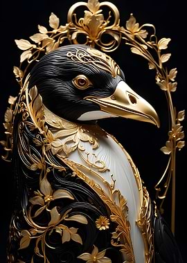 Ornate Penguin with Gold Embellishments