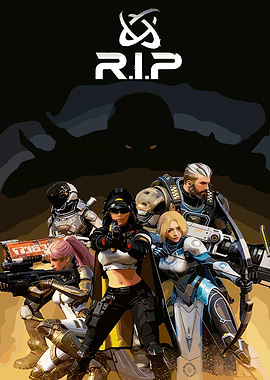 Sci-fi characters with R.I.P. logo