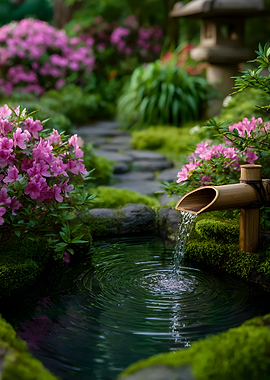 Tranquil Japanese Garden with Water Feature