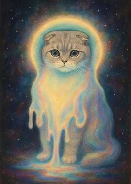 Cosmic Cat with Rainbow Aura